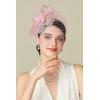 imageBABEYOND Fascinators Hats for Women  Tea Party Kentucky Fascinator Derby Hat Feathers Flower Mesh Knot Veil Headband Light BlueNude Pink