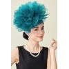 imageBABEYOND Fascinators Hats for Women  Tea Party Kentucky Fascinator Derby Hat Mesh Flower Fluffy Headband with Hair ClipLake Blue