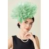 imageBABEYOND Fascinators Hats for Women  Tea Party Kentucky Fascinator Derby Hat Mesh Flower Fluffy Headband with Hair ClipLight Green