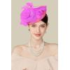 imageBABEYOND Fascinators Hats for Women  Tea Party Kentucky Fascinator Derby Pillbox Hat Mesh Feathers Headband with Hair ClipHot Pink
