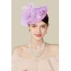 imageBABEYOND Fascinators Hats for Women  Tea Party Kentucky Fascinator Derby Pillbox Hat Mesh Feathers Headband with Hair ClipLavender