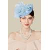 imageBABEYOND Fascinators Hats for Women  Tea Party Kentucky Fascinator Derby Pillbox Hat Mesh Feathers Headband with Hair ClipLight Blue