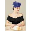 imageBABEYOND Fascinators Hats for Women  Tea Party Kentucky Fascinator Derby Pillbox Hat Mesh Feathers Headband with Hair ClipNavy Blue