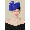 imageBABEYOND Fascinators Hats for Women  Tea Party Kentucky Fascinator Derby Pillbox Hat Mesh Feathers Headband with Hair ClipRoyal Blue