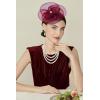 imageBABEYOND Fascinators Hats for Women  Tea Party Kentucky Hat Derby Headband Elegant Wedding Party Bride Hat with Hair ClipBurgundy