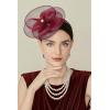 imageBABEYOND Fascinators Hats for Women  Tea Party Kentucky Hat Derby Headband Elegant Wedding Party Bride Hat with Hair ClipBurgundy