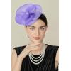 imageBABEYOND Fascinators Hats for Women  Tea Party Kentucky Hat Derby Headband Elegant Wedding Party Bride Hat with Hair ClipDark Purple