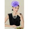 imageBABEYOND Fascinators Hats for Women  Tea Party Kentucky Hat Derby Headband Elegant Wedding Party Bride Hat with Hair ClipDark Purple