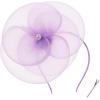 imageBABEYOND Fascinators Hats for Women  Tea Party Kentucky Hat Derby Headband Elegant Wedding Party Bride Hat with Hair ClipLight Purple