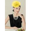 imageBABEYOND Fascinators Hats for Women  Tea Party Kentucky Hat Derby Headband Elegant Wedding Party Bride Hat with Hair ClipLight Yellow