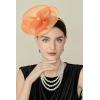 imageBABEYOND Fascinators Hats for Women  Tea Party Kentucky Hat Derby Headband Elegant Wedding Party Bride Hat with Hair ClipOrange