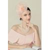 imageBABEYOND Fascinators Hats for Women  Tea Party Kentucky Hat Derby Headband Elegant Wedding Party Bride Hat with Hair ClipPeach Fuzz