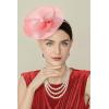 imageBABEYOND Fascinators Hats for Women  Tea Party Kentucky Hat Derby Headband Elegant Wedding Party Bride Hat with Hair ClipWatermelon Red