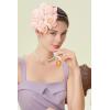 imageBABEYOND Floral Fascinators for Women Feather Fascinators Headband for Cocktail Tea PartyLight Pink