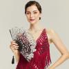 imageBABEYOND Lace Hand Fan NonFoldable Vintage Bridal Handheld Fans with Plastic Beads and Embroidered for Wedding Decoration Dancing PartyBlack