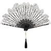 imageBABEYOND Lace Hand Fan NonFoldable Vintage Bridal Handheld Fans with Plastic Beads and Embroidered for Wedding Decoration Dancing PartyBlack