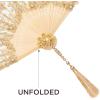 imageBABEYOND Lace Hand Fan NonFoldable Vintage Bridal Handheld Fans with Plastic Beads and Embroidered for Wedding Decoration Dancing PartyCgold