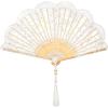 imageBABEYOND Lace Hand Fan NonFoldable Vintage Bridal Handheld Fans with Plastic Beads and Embroidered for Wedding Decoration Dancing PartyCwhite