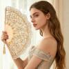 imageBABEYOND Lace Hand Fan NonFoldable Vintage Bridal Handheld Fans with Plastic Beads and Embroidered for Wedding Decoration Dancing PartyEgold