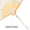 imageBABEYOND Lace Hand Fan NonFoldable Vintage Bridal Handheld Fans with Plastic Beads and Embroidered for Wedding Decoration Dancing PartyEwhite
