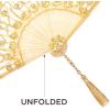 imageBABEYOND Lace Hand Fan NonFoldable Vintage Bridal Handheld Fans with Plastic Beads and Embroidered for Wedding Decoration Dancing PartyGold