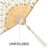 imageBABEYOND Lace Hand Fan NonFoldable Vintage Bridal Handheld Fans with Plastic Beads and Embroidered for Wedding Decoration Dancing PartyWhite