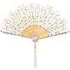 imageBABEYOND Lace Hand Fan NonFoldable Vintage Bridal Handheld Fans with Plastic Beads and Embroidered for Wedding Decoration Dancing PartyWhite