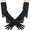 imageBABEYOND Long Opera Party Gloves  Vintage Satin Fringe Elbow Length Gloves 1920s Accessories for WomenBlack