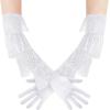 imageBABEYOND Long Opera Party Gloves  Vintage Satin Fringe Elbow Length Gloves 1920s Accessories for WomenWhite