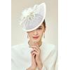 imageBABEYOND Tea Party Fascinator Hat for Women Kentucky Headwear Derby Pillbox Church Hat for Cocktail WeddingAbeige