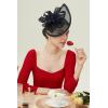 imageBABEYOND Tea Party Fascinator Hat for Women Kentucky Headwear Derby Pillbox Church Hat for Cocktail WeddingAblack