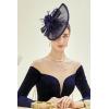 imageBABEYOND Tea Party Fascinator Hat for Women Kentucky Headwear Derby Pillbox Church Hat for Cocktail WeddingAnavy Blue