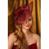 imageBABEYOND Tea Party Fascinator Hat for Women Kentucky Headwear Derby Pillbox Church Hat for Cocktail WeddingWine Red