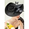 imageBABEYOND Tea Party Fascinator Hat for Women Kentucky Headwear Derby Wide Brim Butterfly Church Hat for Cocktail WeddingBlack