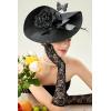 imageBABEYOND Tea Party Fascinator Hat for Women Kentucky Headwear Derby Wide Brim Butterfly Church Hat for Cocktail WeddingBlack