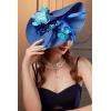 imageBABEYOND Tea Party Fascinator Hat for Women Kentucky Headwear Derby Wide Brim Butterfly Church Hat for Cocktail WeddingRoyal Blue