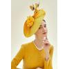 imageBABEYOND Tea Party Fascinator Hat for Women Kentucky Headwear Derby Wide Brim Butterfly Church Hat for Cocktail WeddingYellow