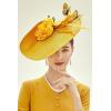 imageBABEYOND Tea Party Fascinator Hat for Women Kentucky Headwear Derby Wide Brim Butterfly Church Hat for Cocktail WeddingYellow