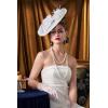 imageBABEYOND Tea Party Fascinator Hat for Women Kentucky Headwear Feather Derby Pillbox Wide Church Hat for Cocktail WeddingWhite