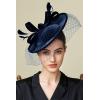imageBABEYOND Tea Party Fascinator Kentucky Hat Fascinator Cocktail Pillbox Hat Derby HeadbandNavy Blue