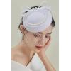 imageBABEYOND Veil Fascinator Hat for Women  Tea Party ampamp Kentucky Derby  Pillbox Hat with Feather ampamp PearlWhite
