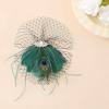 imageBABEYOND Veil Fascinator Hat for Women Feather Fascinators Hair Clip with Removable Veil Tea Party Hat Bridal WeddingPeacock Green