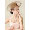 imageBABEYOND Wide Brim Tea Party Fascinator Kentucky Hat Derby Fascinator Wedding Hat for CocktailLight Brown