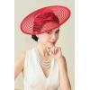 imageBABEYOND Wide Brim Tea Party Fascinator Kentucky Hat Derby Fascinator Wedding Hat for CocktailRed
