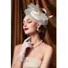 imageBABEYOND Womens Fascinator Hat Kentucky Hat Feather Derby Fascinator Tea Party Hat for Cocktail WeddingBeige