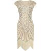 imageBABEYOND Womens Flapper Dresses 1920s Beaded Fringed Great Gatsby DressBeige  Crystal Decorations