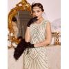 imageBABEYOND Womens Flapper Dresses 1920s Beaded Fringed Great Gatsby DressBeige  Crystal Decorations