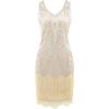 imageBABEYOND Womens Flapper Dresses 1920s V Neck Beaded Fringed Great Gatsby DressBeige