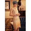 imageBABEYOND Womens Flapper Dresses 1920s V Neck Beaded Fringed Great Gatsby DressBeige