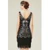 imageBABEYOND Womens Flapper Dresses 1920s V Neck Beaded Fringed Great Gatsby DressBlack